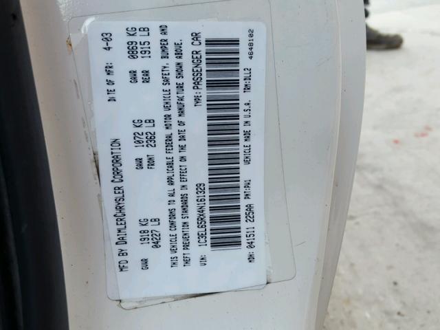 1C3EL65RX4N161329 - 2004 CHRYSLER SEBRING LI WHITE photo 10