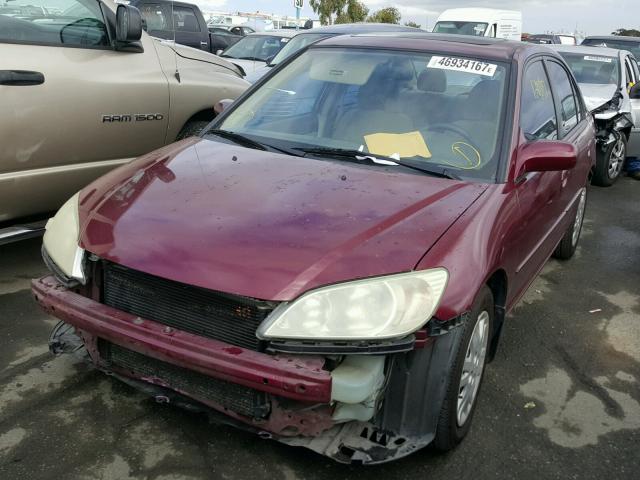 2HGES26754H553360 - 2004 HONDA CIVIC EX BURGUNDY photo 2