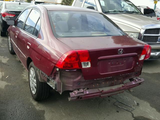 2HGES26754H553360 - 2004 HONDA CIVIC EX BURGUNDY photo 3