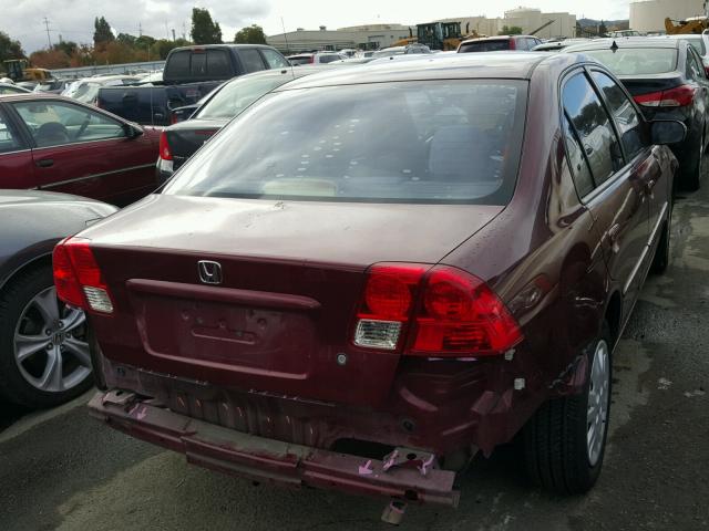 2HGES26754H553360 - 2004 HONDA CIVIC EX BURGUNDY photo 4