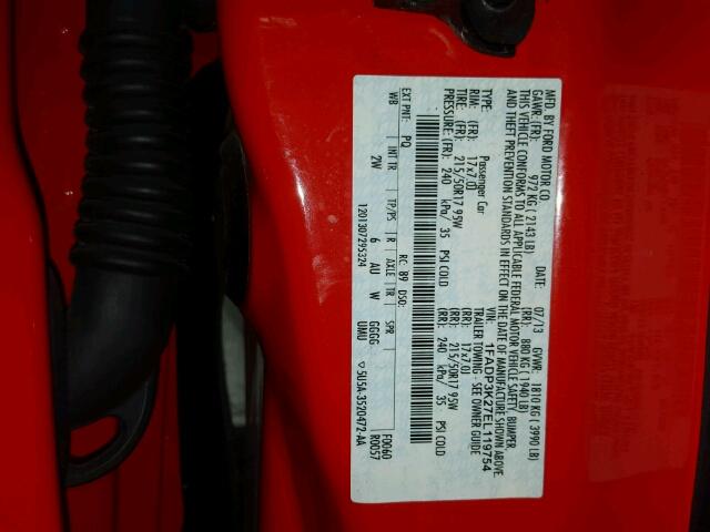 1FADP3K27EL119754 - 2014 FORD FOCUS SE RED photo 10