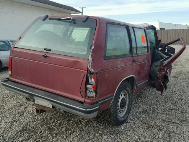 1GNDT13W8P2186441 - 1993 CHEVROLET BLAZER S10 RED photo 4