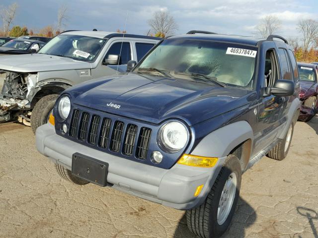 1J4GL48K76W128433 - 2006 JEEP LIBERTY SP BLUE photo 2