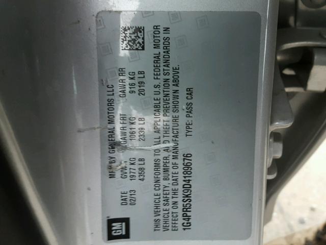 1G4PR5SK9D4189676 - 2013 BUICK VERANO CON SILVER photo 10