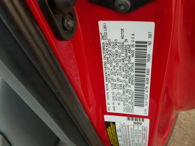 5TEUU42N07Z452627 - 2007 TOYOTA TACOMA ACC RED photo 10