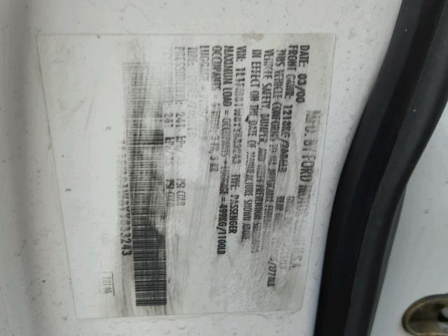 1L1FM81W8YY883243 - 2000 LINCOLN TOWN CAR E WHITE photo 10