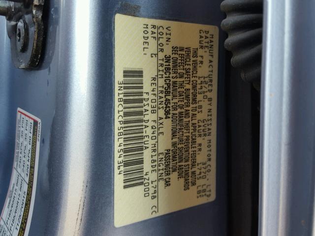 3N1BC1CP5BL454364 - 2011 NISSAN VERSA S BLUE photo 10