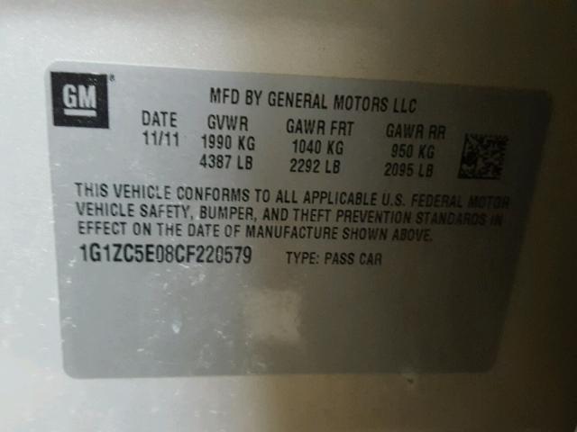 1G1ZC5E08CF220579 - 2012 CHEVROLET MALIBU 1LT GOLD photo 10