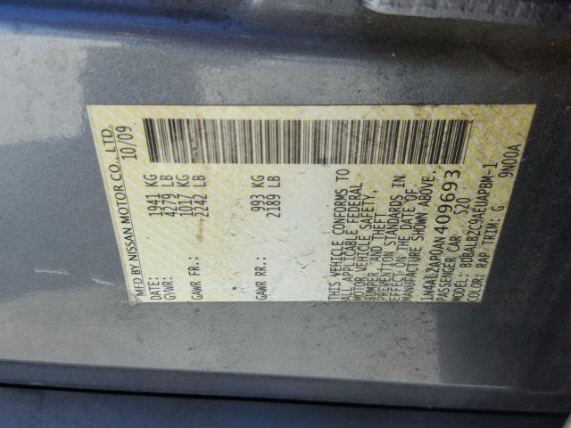 1N4AL2AP0AN409693 - 2010 NISSAN ALTIMA BAS BLUE photo 10