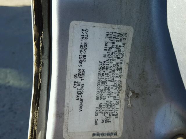 JT2SV21JXK0016098 - 1989 TOYOTA CAMRY DLX BLUE photo 10