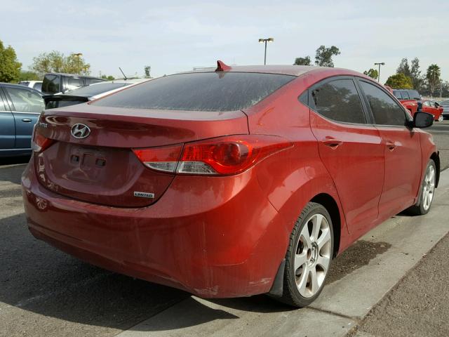 KMHDH4AE8DU504429 - 2013 HYUNDAI ELANTRA GL RED photo 4