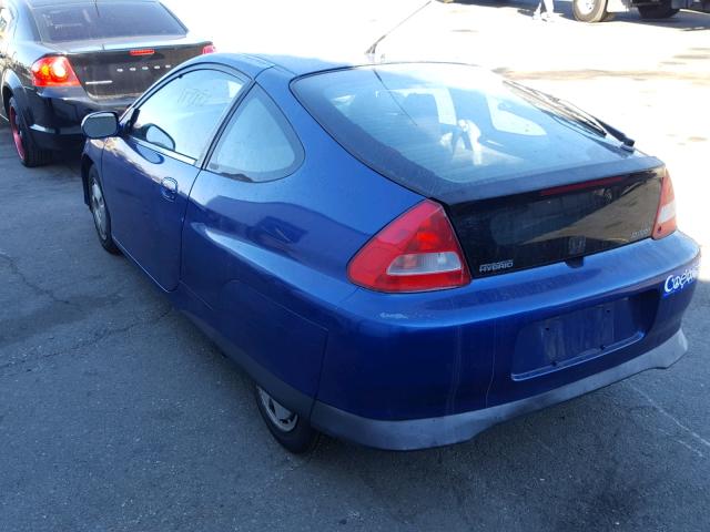 JHMZE14792T001072 - 2002 HONDA INSIGHT BLUE photo 3