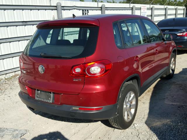 WVGAV75N19W001795 - 2009 VOLKSWAGEN TIGUAN S RED photo 4