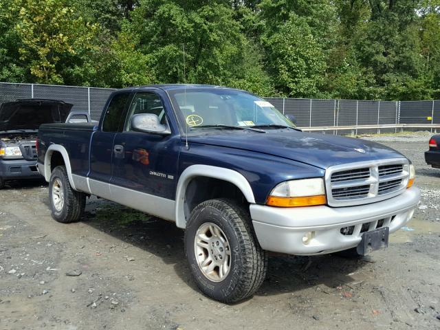 1B7GG42N42S520378 - 2002 DODGE DAKOTA SLT BLUE photo 1