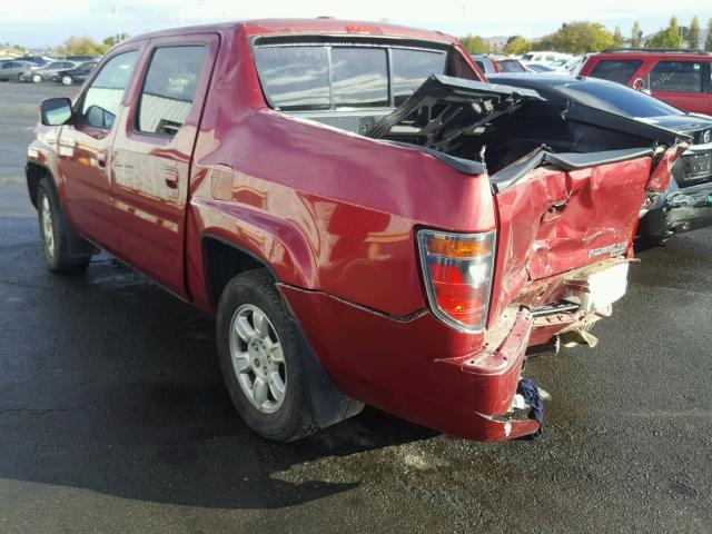 2HJYK16526H538530 - 2006 HONDA RIDGELINE RED photo 3