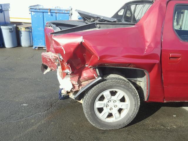 2HJYK16526H538530 - 2006 HONDA RIDGELINE RED photo 9