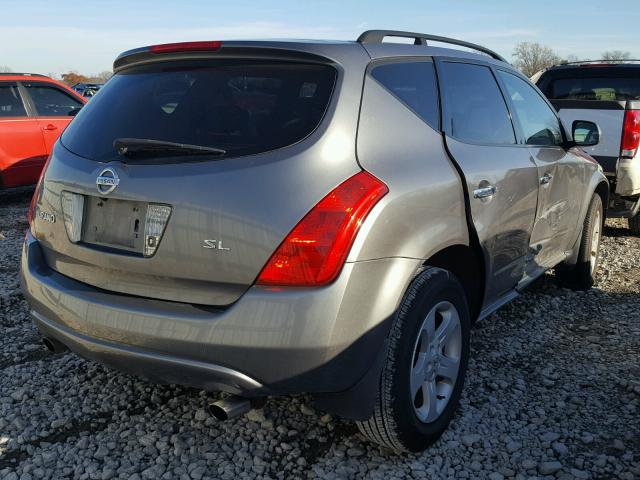 JN8AZ08T45W327843 - 2005 NISSAN MURANO SL TAN photo 4