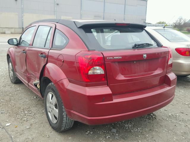 1B3HB28B17D569376 - 2007 DODGE CALIBER MAROON photo 3