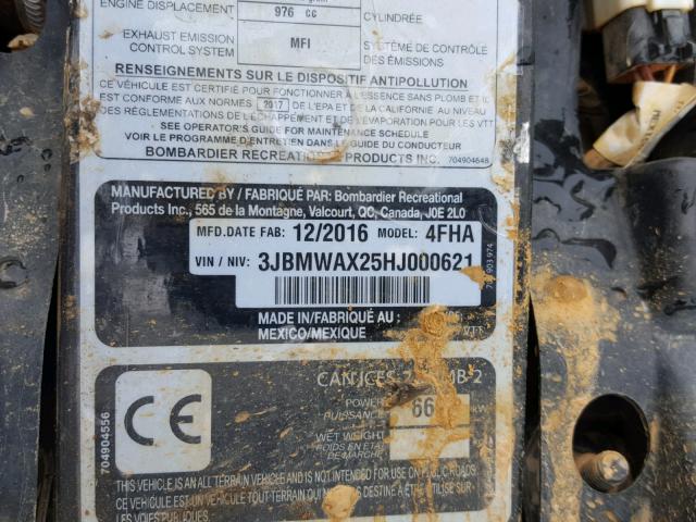 3JBMWAX25HJ000621 - 2017 CAN-AM RENEGADE X 黑色 照片 10