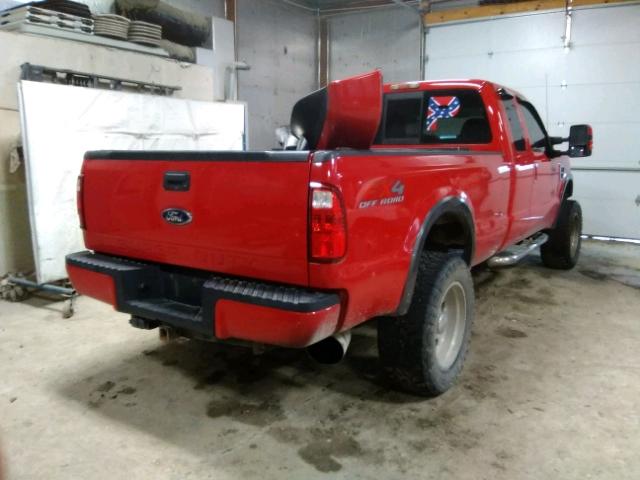 1FTWX31R58EB70180 - 2008 FORD F350 SRW S RED photo 4