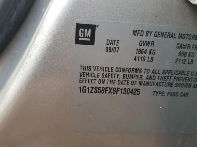 1G1ZS58FX8F130425 - 2008 CHEVROLET MALIBU LS Gümüş foto 10