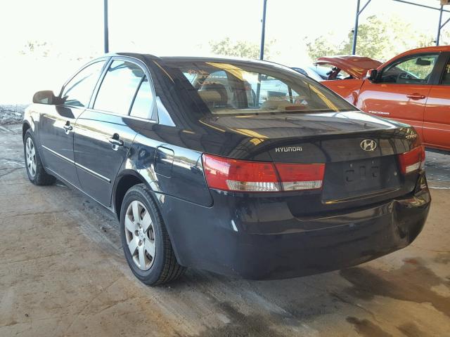 5NPET46C87H204239 - 2007 HYUNDAI SONATA GLS BLACK photo 3