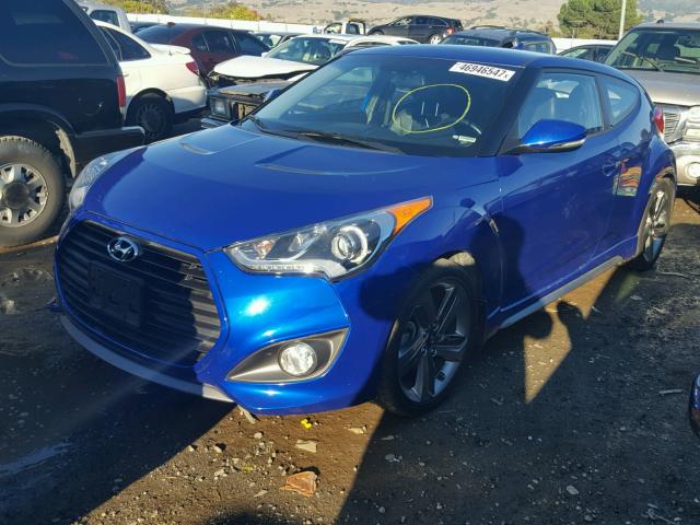 KMHTC6AE3EU201940 - 2014 HYUNDAI VELOSTER T BLUE photo 2