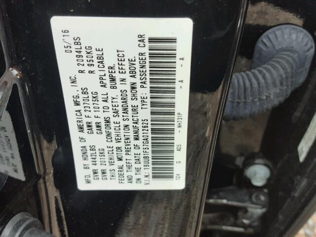 19UUB1F57GA012625 - 2016 ACURA TLX TECH BLACK photo 10