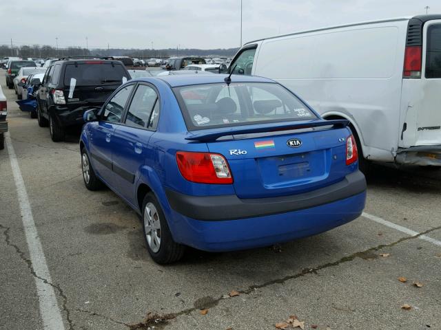 KNADE123786356516 - 2008 KIA RIO BASE BLUE photo 3