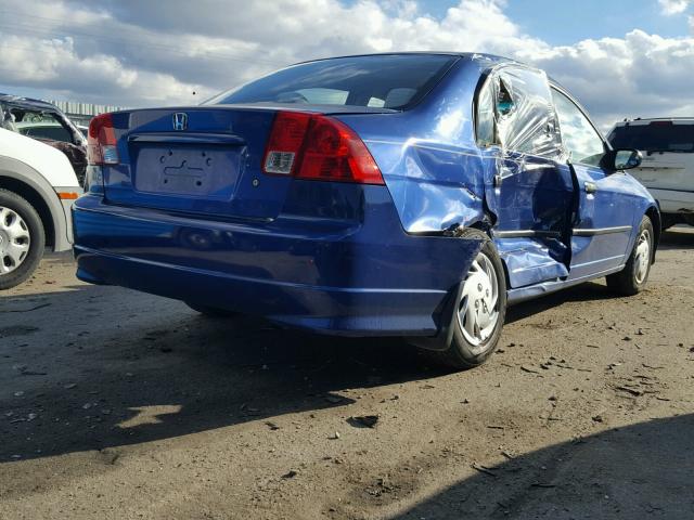 1HGES164X4L010833 - 2004 HONDA CIVIC DX BLUE photo 4