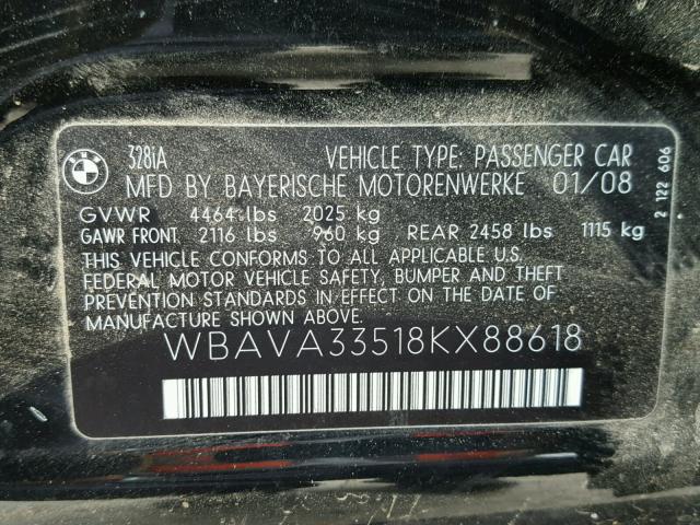 WBAVA33518KX88618 - 2008 BMW 328 Qara foto 10
