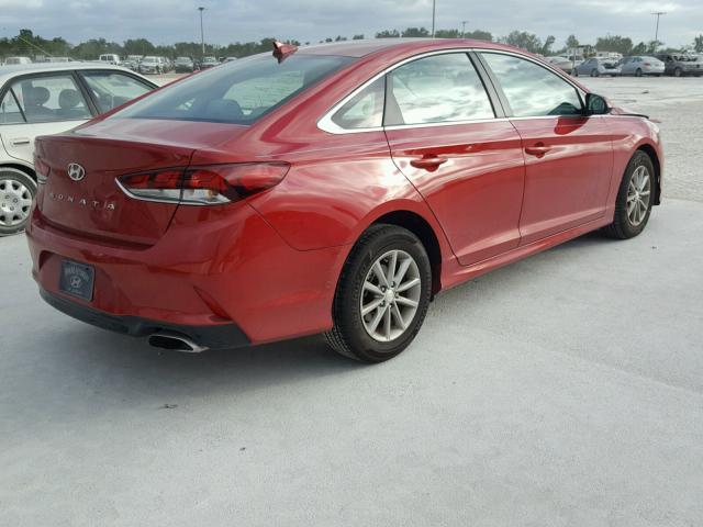 5NPE24AF2JH605183 - 2018 HYUNDAI SONATA SE RED photo 4