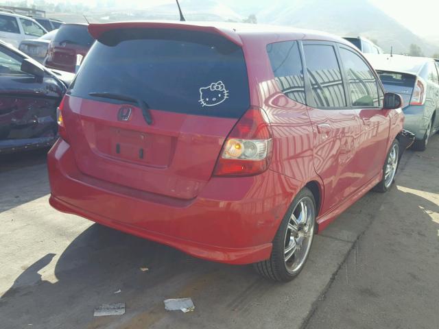 JHMGD38657S018830 - 2007 HONDA FIT S RED photo 4