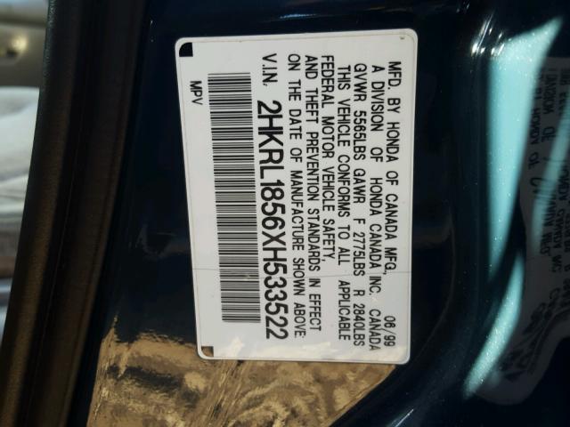 2HKRL1856XH533522 - 1999 HONDA ODYSSEY LX BLUE photo 10