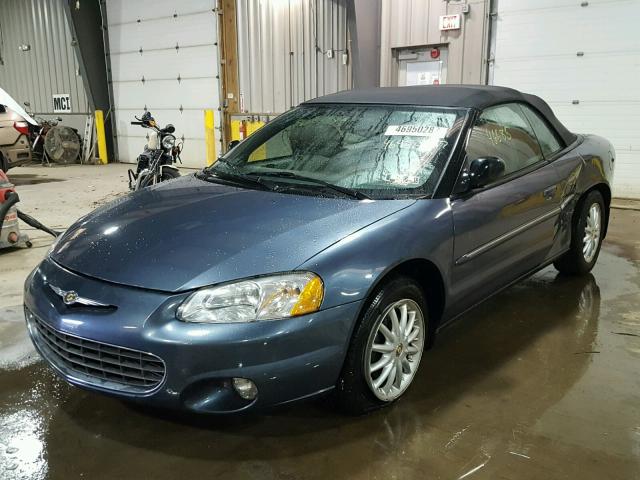 1C3EL55R72N329631 - 2002 CHRYSLER SEBRING LX BLUE photo 2