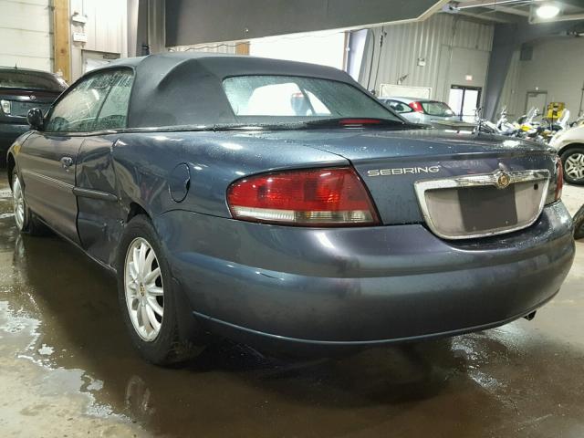 1C3EL55R72N329631 - 2002 CHRYSLER SEBRING LX BLUE photo 3