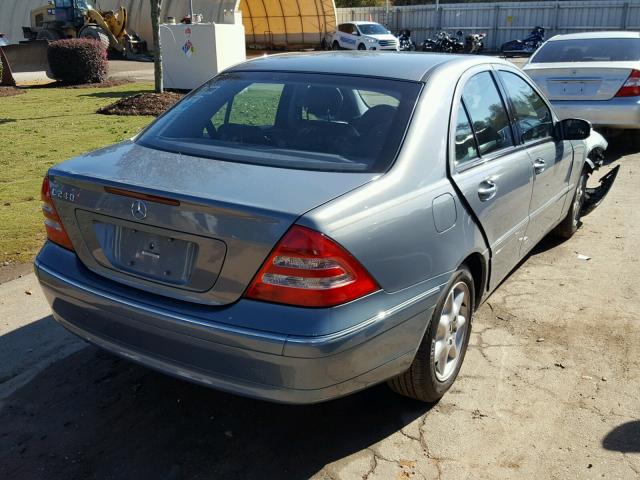 WDBRF61J54A552074 - 2004 MERCEDES-BENZ C 240 BLUE photo 4