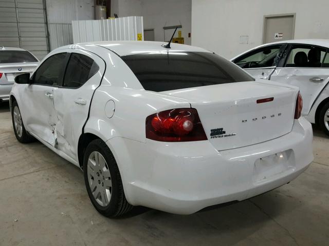 1C3CDZAB6DN690453 - 2013 DODGE AVENGER SE WHITE photo 3