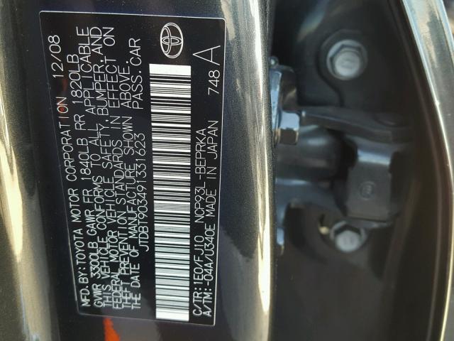 JTDBT903491331623 - 2009 TOYOTA YARIS GRAY photo 10