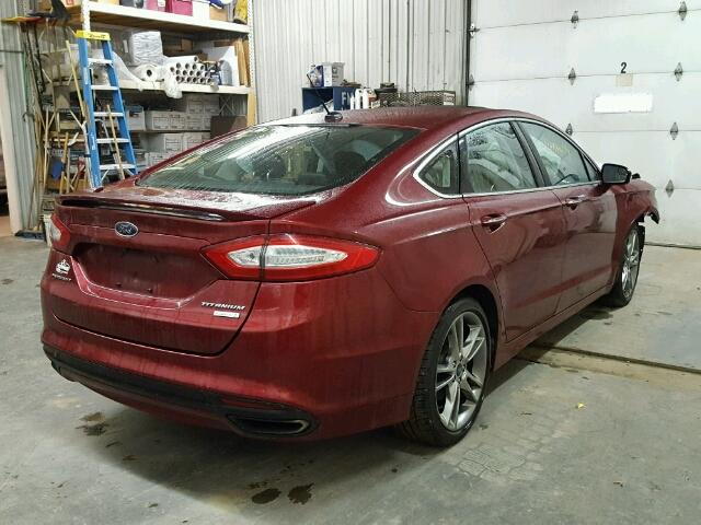 3FA6P0K9XDR273525 - 2013 FORD FUSION TIT RED photo 4