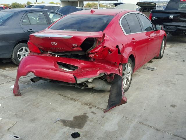 JNKBV61E98M221011 - 2008 INFINITI G35 RED photo 4