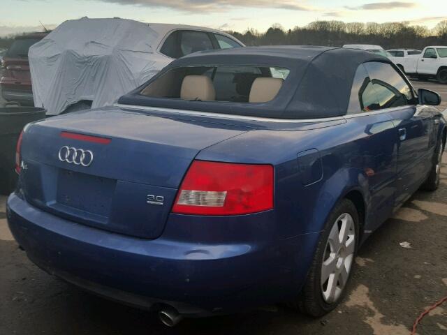 WAUDT48H94K015811 - 2004 AUDI A4 QUATTRO BLUE photo 4