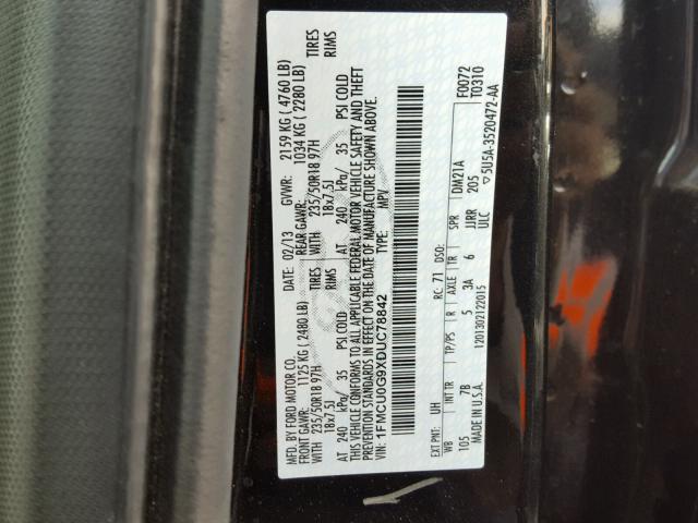 1FMCU0G9XDUC78842 - 2013 FORD ESCAPE SE BLACK photo 10