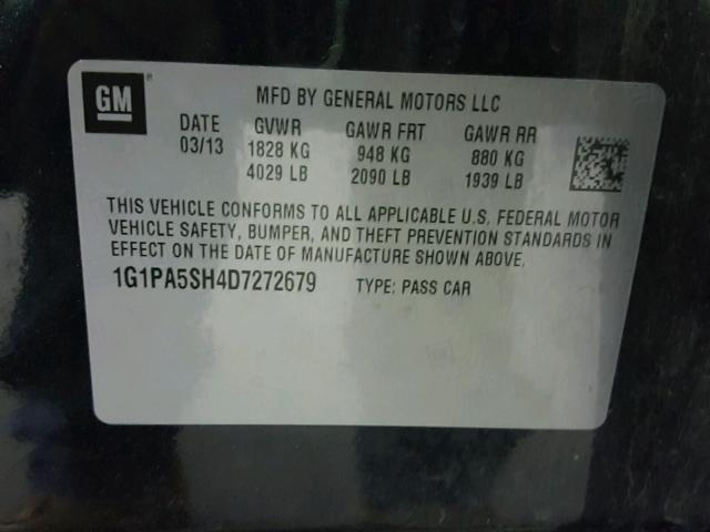 1G1PA5SH4D7272679 - 2013 CHEVROLET CRUZE LS BLACK photo 10