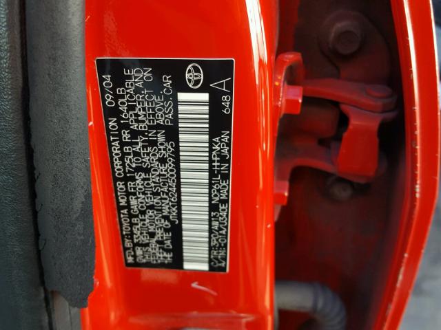 JTKKT624450099795 - 2005 TOYOTA SCION XA RED photo 10