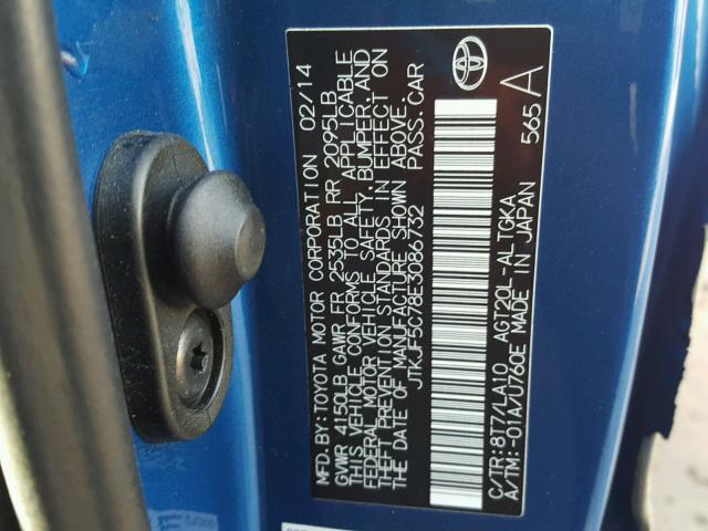 JTKJF5C78E3086732 - 2014 TOYOTA SCION TC 蓝色 照片 10