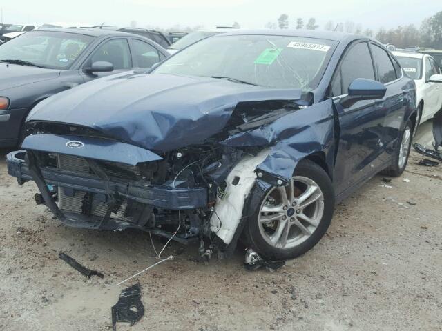 3FA6P0H77JR129514 - 2018 FORD FUSION SE BLUE photo 2