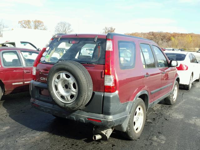 JHLRD78576C011950 - 2006 HONDA CR-V LX BURGUNDY photo 4