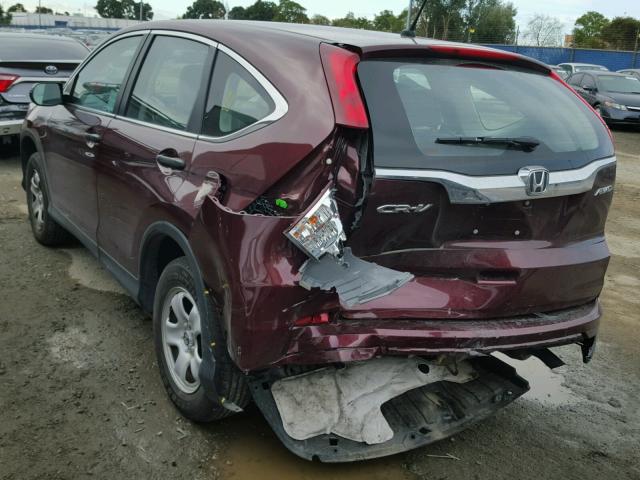 2HKRM4H30FH627004 - 2015 HONDA CR-V LX RED photo 3