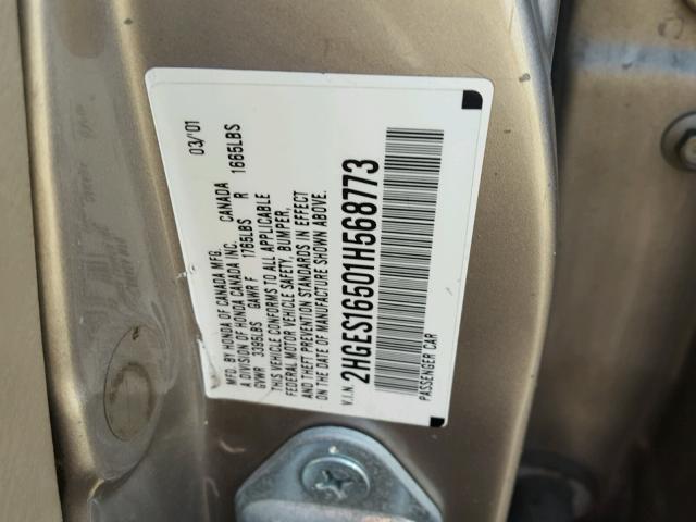 2HGES16501H568773 - 2001 HONDA CIVIC LX SILVER photo 10